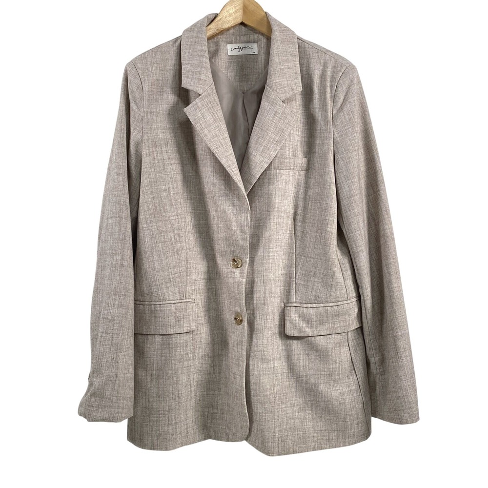 Carly Jean‎ Los Angeles Womens Oversized Blazer sz M Tan Capsule Business Casual